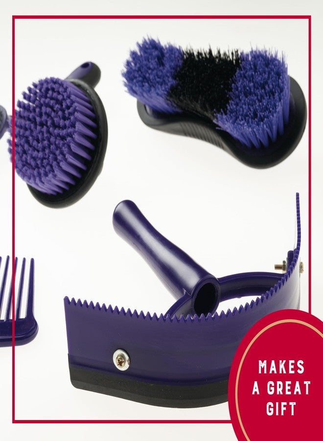 Weaver Equine 6-Piece Horse Grooming Kit, Ergonomic Gentle Horse Care Kit, Equestrian Supplies for Bathing Support, Detangling, and More, Purple/Black - Image 5